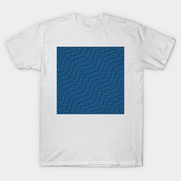 Waves Turing Pattern (Blue) T-Shirt by John Uttley